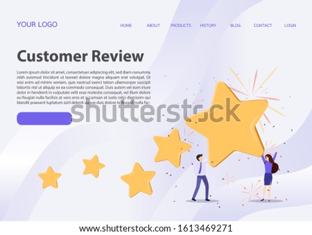 Customer review rating. Different People give review rating and feedback. Flat vector illustration, perfect for web design, banner, mobile app, landing page, vector flat design.
