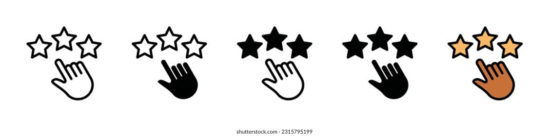 Customer review, rating, feedback icon button in line, flat, and color style for apps and websites. Vector illustration