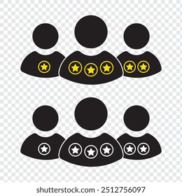Customer review, rating, and feedback icon set. Containing testimonial, survey, opinion, satisfaction, service, life events, quality, evaluation, test, result, communication. Vector illustration