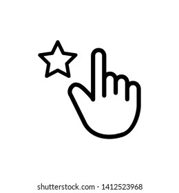 Customer review rating, hand and star icon.