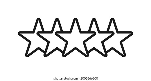 Ilustración vectorial de icono de calificación de revisión de cliente. plantilla de diseño vectorial de icono de clasificación de 5 estrellas. Revisión de la clasificación con el diseño plano del icono del vector de cinco estrellas para sitio web, símbolo, logotipo, signo, móvil, aplicación, interfaz de usuario.