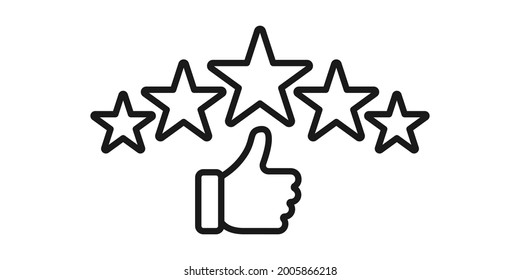 Customer review rating icon vector illustration. 5 star rating icon vector design template. Review Rating with Five Star vector icon flat design for website, symbol, logo, sign, mobile, app, UI.