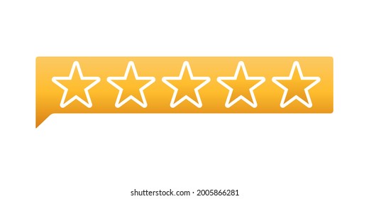Customer review rating icon vector illustration. 5 star rating icon vector design template. Review Rating with Five Star vector icon flat design for website, symbol, logo, sign, mobile, app, UI.