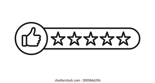 Customer review rating icon vector illustration. 5 star rating icon vector design template. Review Rating with Five Star vector icon flat design for website, symbol, logo, sign, mobile, app, UI.