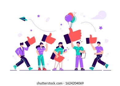 Customer review rating. People give review rating and feedback. Customer choice. Know your client concept. Rank rating stars feedback. Business satisfaction support. Flat style vector illustration