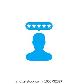 Customer review, rating vector icon on white