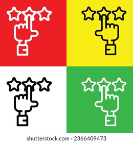 Customer review rating vector icon. Outline style icon, from Advertisement icons collection, isolated on Red, Yellow, Green and White Background.