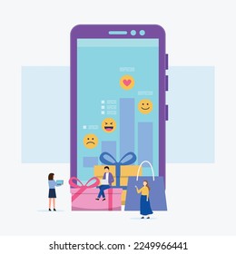Customer review and reward program 2d vector illustration concept for banner, website, illustration, landing page, flyer, etc