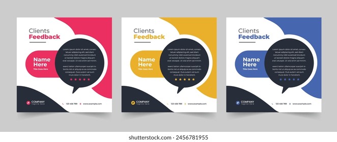 Customer review social media post template, Client testimonial banner design