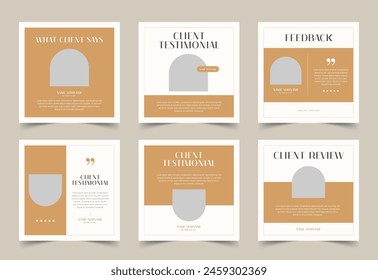 Customer Review Social Media Post Layouts, feedback or testimonial social media, square banner