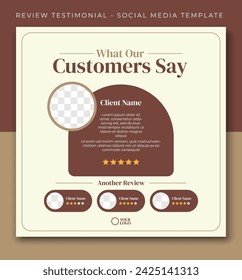 customer review testimonial feedback brown social media post template design, event promotion vector banner