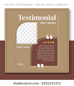 customer review testimonial feedback brown social media post template design, event promotion vector banner