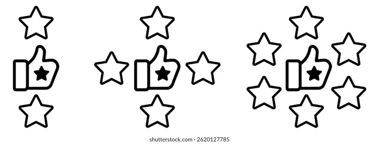 Customer review thumbs up editable stroke vector illustration.