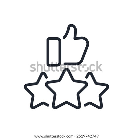 Customer review thumbs up editable stroke outline icon isolated on white background flat vector illustration. Pixel perfect. 64 x 64