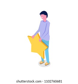 Customer review, Usability Evaluation,  Feedback,  Rating system isometric concept. Vector illustration