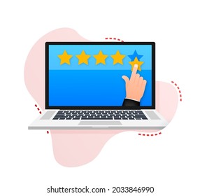 Revisión del cliente, Evaluación de la usabilidad, Comentarios, concepto isométrico del sistema de clasificación. Ilustración vectorial.