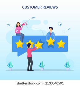 Customer reviews concept. online reviews, experience or feedback, star rating, notifications vector