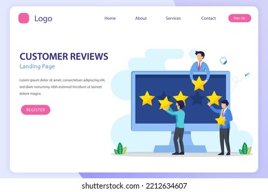 Customer reviews concept. online reviews, experience or feedback, star rating, notifications vector