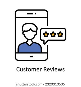 Customer Reviews Filled Outline Icon Design illustration. Digital Marketing Symbol on White background EPS 10 File