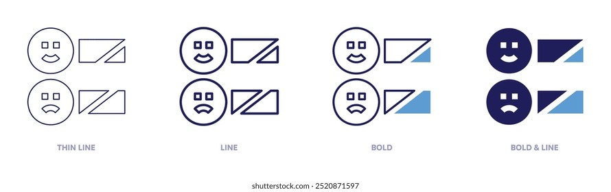 Icono de opiniones de Clientes en 4 estilos diferentes. Línea delgada, línea, negrita y línea negrita. Estilo duotono. Trazo editable.