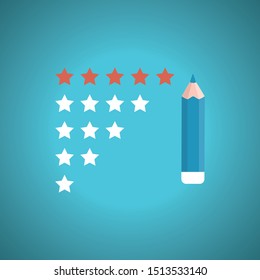 Customer Reviews Icon. Flat Design. Business Concept. Blue theme concept.