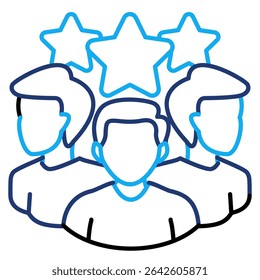 Customer Reviews icon represented by customers, stars Dual Line style.