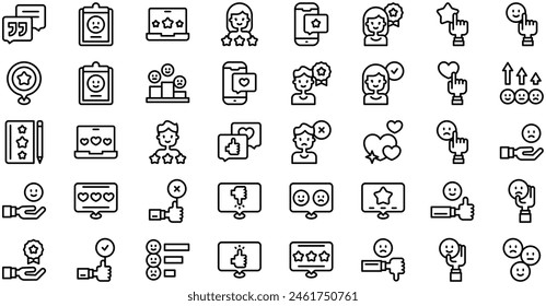 Customer Reviews Icons collection is a vector illustration with editable stroke.