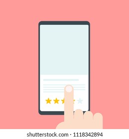 	
Customer reviews, rating, classification concept on smartphone screen