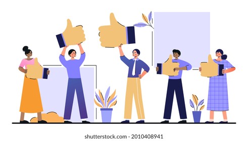 Customer reviews rating concept. Customers leave their reviews about the products. Feedback and rating from user. Support for business satisfaction. Flat vector illustration on a white background