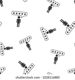 Customer reviews, rating, user feedback seamless pattern background. Business flat vector illustration. Reviews sign symbol pattern.