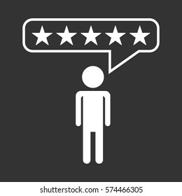 Customer reviews, rating, user feedback concept vector icon. Flat illustration on black background.