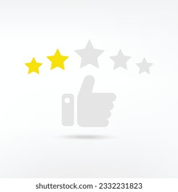 Customer reviews, ratings, and user feedback concepts Two Star Rating Template on White Background