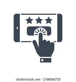 Customer Reviews Related Vector Glyph Icon. Isolated on White Background. Vector Illustration.