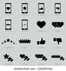 Customer reviews vector icon set. Feedback and user experience of clients.