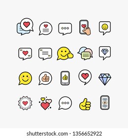 Customer reviews vector icon set. Feedback and user experience of clients. Loyalty and testimonials from users