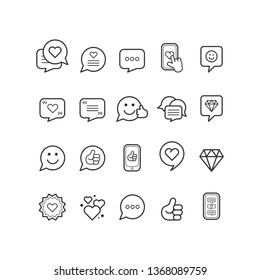 Customer reviews vector icon set. Feedback and user experience of clients. Loyalty and testimonials from users