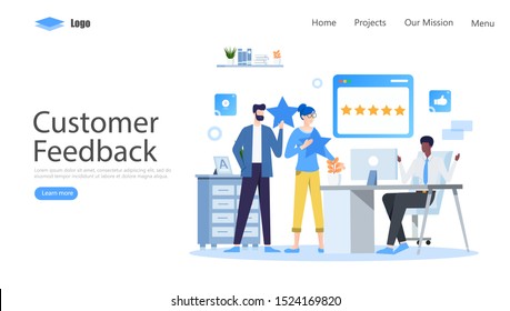 Customer Reviews Vector Illustration Concept , Suitable for web landing page, ui, mobile app, editorial design, flyer, banner, and other related occasion