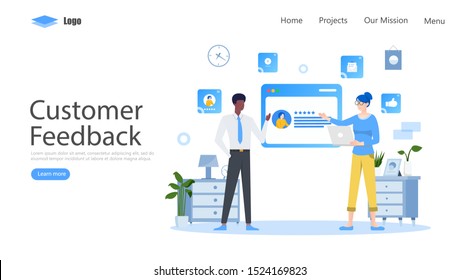 Customer Reviews Vector Illustration Concept , Suitable for web landing page, ui, mobile app, editorial design, flyer, banner, and other related occasion