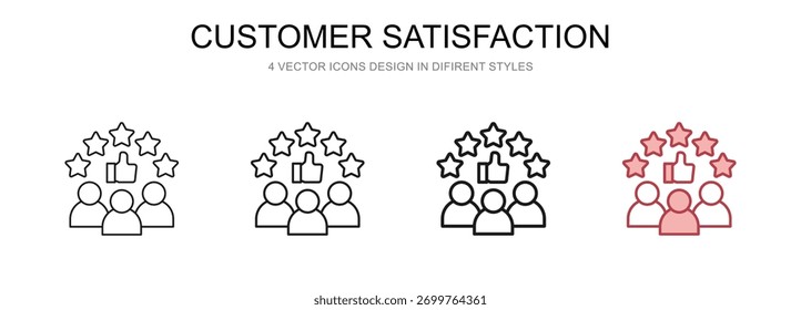 Satisfacción del Cliente en 4 estilos diferentes Ilustración vectorial