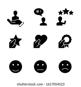 Customer satisfaction black icons on white background