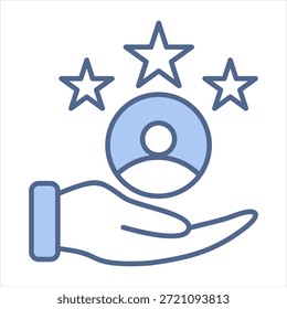 Ilustración vectorial de icono azul de satisfacción del Cliente