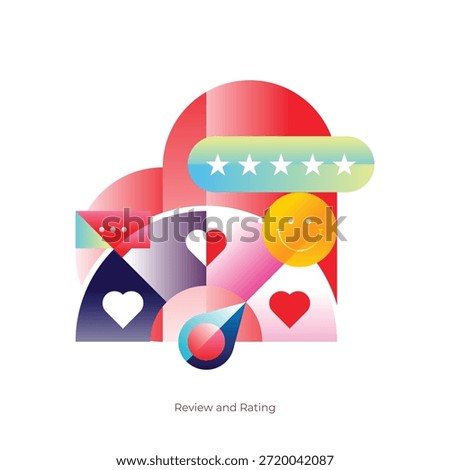 Customer Satisfaction and Business Reputation Concept with Heart and Star Online Reviews, Ratings and Service Feedback