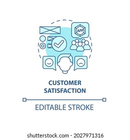 Customer satisfaction concept icon. Product usage abstract idea thin line illustration. Improving consumer experience. Increasing loyalty. Vector isolated outline color drawing. Editable stroke