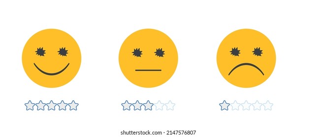 customer satisfaction concept.Customer service evaluation and satisfaction survey.happy face received five stars.