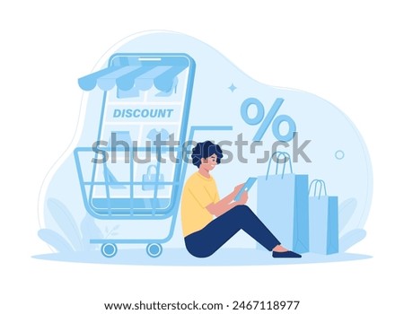 Customer satisfaction decisions in online shopping trending concept flat illustration
