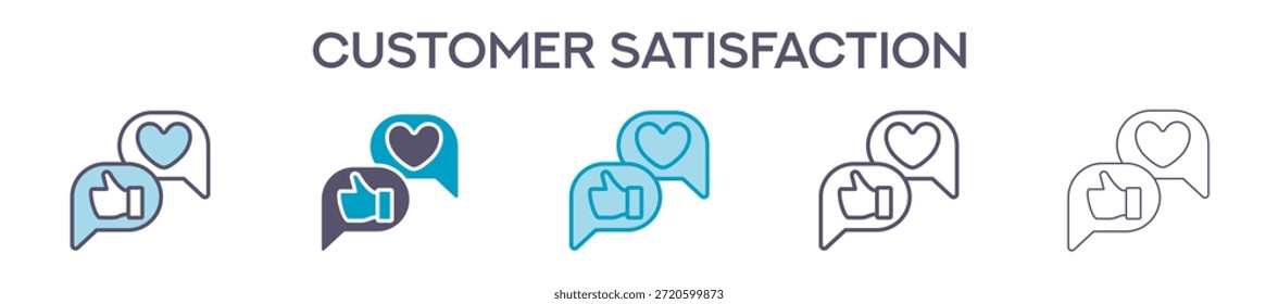 Customer Satisfaction Element For Design Graphic - Multi Styles. Vector Illustration Of Two Colored And Black. Multiple Icons Designs Can Be Used For Mobile, Ui, Web