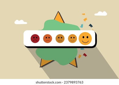 Kundenzufriedenheit, Feedback- oder Wertschätzung, Positivwert, Kundenerlebnisstimmungskonzept, Funny Illustration Design