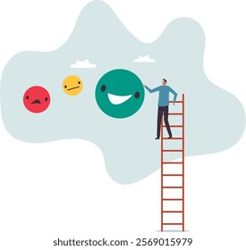 Customer satisfaction, feedback or appreciation rating, positive score or good quality service, customer experience vote.business concept.flat character.