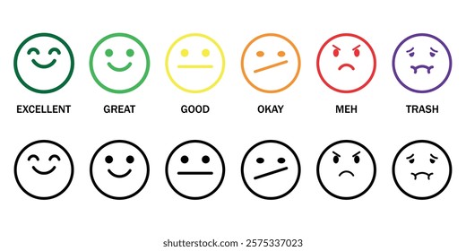 Customer satisfaction feedback scale emoji vector icon. Emoticon Feedback. Isolated Vector Illustration