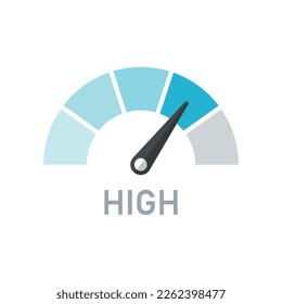 Customer satisfaction high meter icon in flat style. Gauge level vector illustration on isolated background. Speedometer sign business concept.